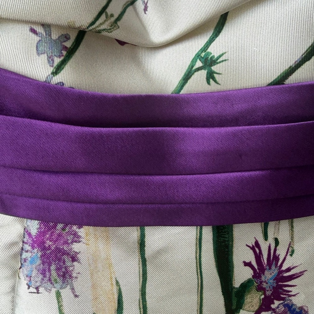 Marchesa Notte Erwina Strapless Floral Midi Dress Purple Bow Strapless Mermaid 8 - Picture 5 of 16